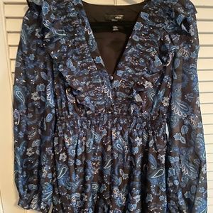 AQUA | Paisley Print Tiered Maxi Dress